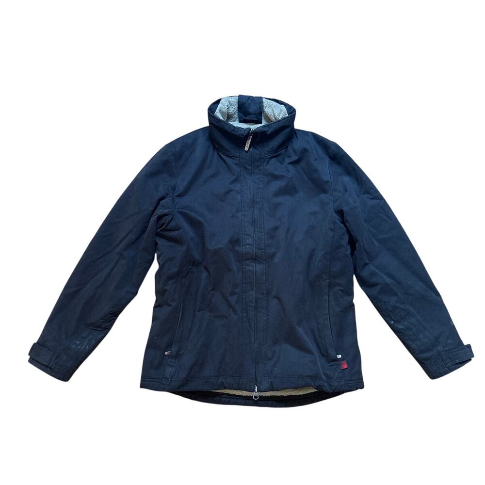 Woolrich black fleece lined heavy full zip hidden hood womens coat SIZE S